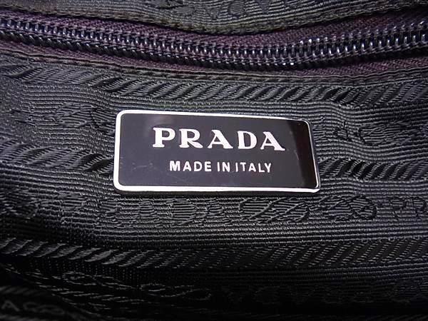 1円 PRADA プラダ テスートナイロン×レザー トートバッグ ハンドバッグ レディース メンズ カーキ系×パープル系 AZ1389の画像6