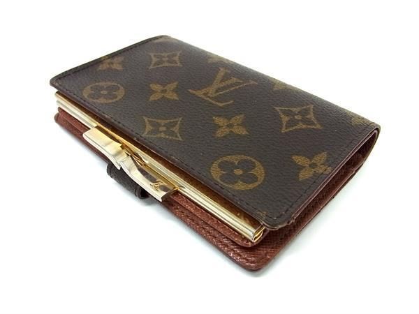 1円 ■美品■ LOUIS VUITTON ルイヴィトン モノグラム ヴィエノワ USA アメリカ製 がま口 二つ折り 財布 ウォレット ブラウン系 BI2104の画像2