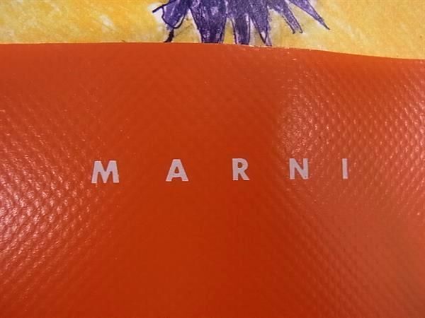 1円 ■極美品■ MARNI マルニ ポリエステル×レザー フラワー 花 ハンドバッグ トート レディース オレンジ系×マルチカラー AW5371の画像6