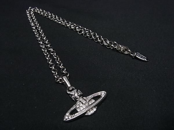 1円 ■美品■ Vivienne Westwood ヴィヴィアンウエストウッド オーブ ラインストーン ネックレス アクセサリー シルバー系 AX5001の画像1