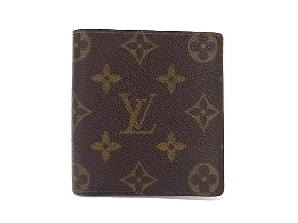 1円 LOUIS VUITTON ヴィトン M60905 モノグラム ポルトビエ カルト ブルー 二つ折り 財布 ウォレット ブラウン系 AW4332の画像1