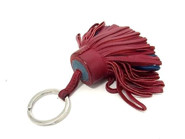 1 иен # прекрасный товар # HERMES Hermes karu men кожа серебряный металлические принадлежности кисточка сумка очарование брелок для ключа кольцо для ключей оттенок красного BE8313