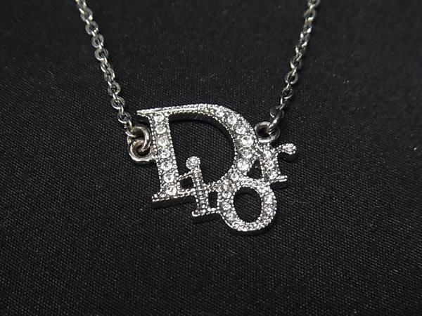 1円 ChristianDior クリスチャンディオール ラインストーン ネックレス ペンダント アクセサリー レディース シルバー系 AW7735の画像2