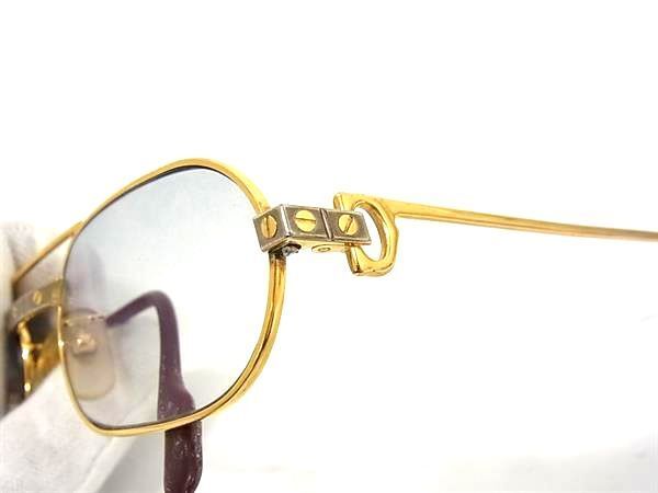 1円 Cartier カルティエ 130 サントス 度入り めがね メガネ 眼鏡 メンズ レディース ゴールド系 FA5142