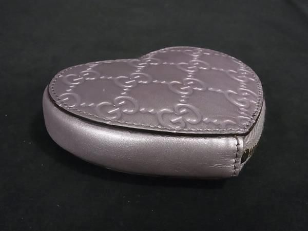 1円 ■美品■ GUCCI グッチ 152615 グッチシマ GG柄 レザー ハート コインケース コインパース 小銭入れ ライトパープル系 FA5784の画像2