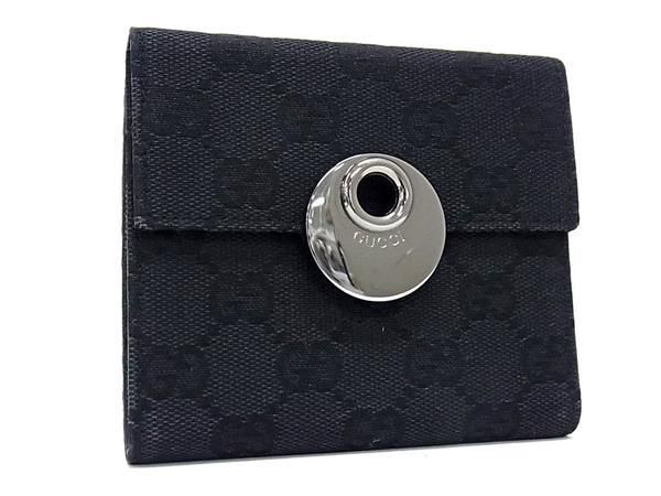 1円 ■美品■ GUCCI グッチ 120933 GG柄 GGキャンバス 二つ折り 財布 ウォレット 札入れ 小銭入れ レディース ブラック系 FA5840_画像1