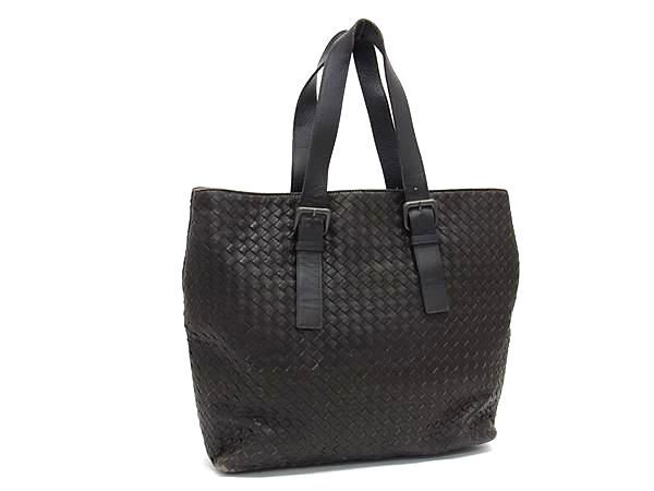 1円 BOTTEGA VENETA ボッテガヴェネタ イントレチャート レザー トートバッグ ショルダー 肩掛けかばん レディース ブラウン系 AY1691の画像1