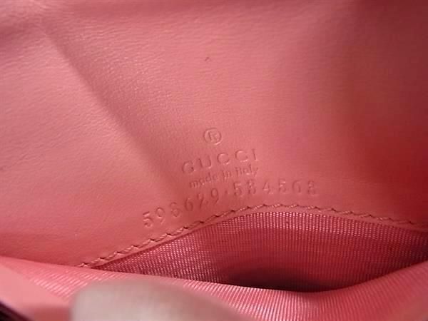 1円 ■極美品■ GUCCI グッチ 598629 534563 GGマーモント レザー 二つ折り 財布 ウォレット 札入れ レディース ピンク系 AY1653の画像6