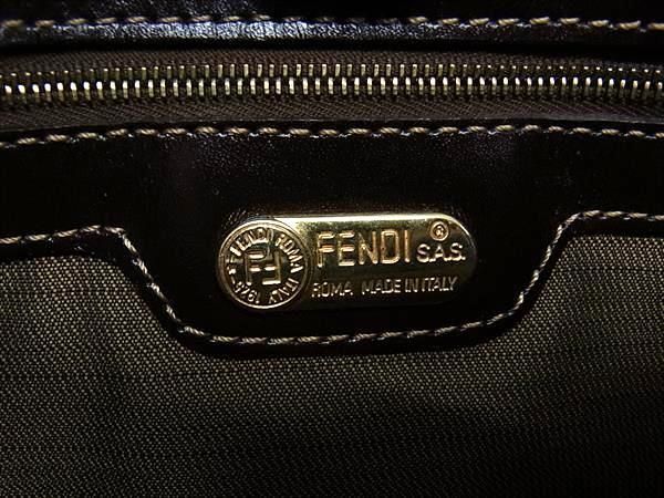 1円 ■美品■ FENDI フェンディ ズッカ柄 キャンバス×レザー ワンショルダーバッグ 肩掛け レディース ブラウン系 AY1678