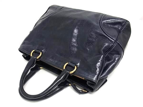 1円 ■美品■ PRADA プラダ BN2533 レザー 2WAY トートバッグ ショルダーバッグ ハンドバッグ 肩掛けかばん レディース ネイビー系 AY1695_画像3