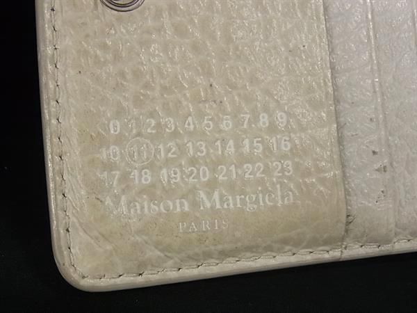 1円 Maison Margiela メゾン マルジェラ 4ステッチ レザー 二つ折り 財布 ウォレット レディース アイボリー系 BJ2648の画像6