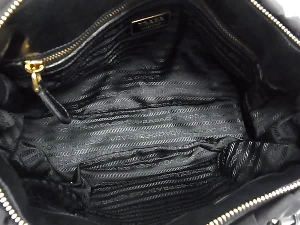 1円 ■美品■ PRADA プラダ テスートナイロン×レザー 2WAY ハンドバッグ トート ショルダーバッグ 肩掛け レディース ブラック系 AY1679_画像5