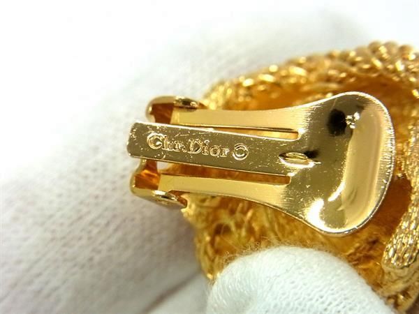 1円 ■極美品■ ChristianDior クリスチャンディオール ヴィンテージ ラインストーン クリップ式 イヤリング ゴールド系 AV9220の画像3