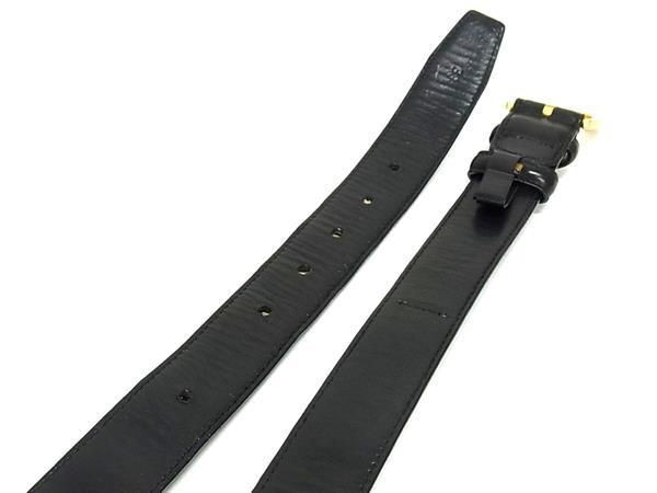 1円 ■美品■ Salvatore Ferragamo フェラガモ 4614 ダブルガンチーニ レザー ゴールド金具 ベルト メンズ ブラック系 FA2802の画像3