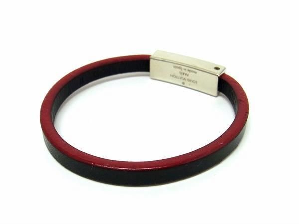 1 jpy # beautiful goods # LOUIS VUITTON Louis Vuitton M6249 brass re edge ito leather bracele accessory black group × red group AY0808