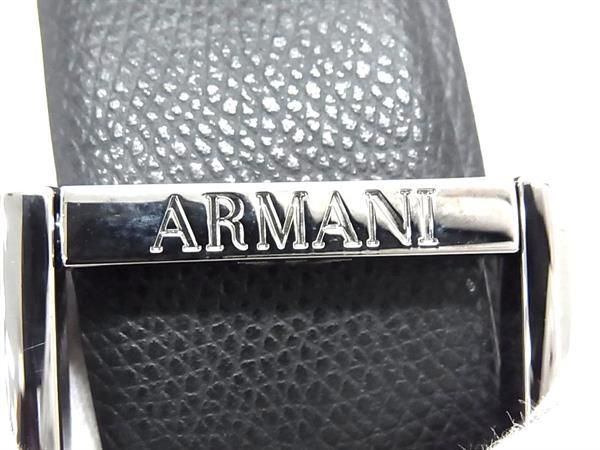 1円 ■極美品■ EMPORIO ARMANI エンポリオアルマーニ レザー シルバー金具 リバーシブル ベルト メンズ ブラック系×ブラウン系 AX5753の画像4