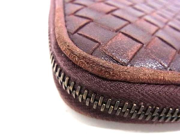 1円 BOTTEGA VENETA ボッテガヴェネタ イントレチャート レザー ラウンドファスナー 長財布 ウォレット 札入れ ブラウン系 AX5772の画像6