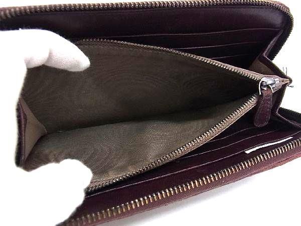 1円 BOTTEGA VENETA ボッテガヴェネタ イントレチャート レザー ラウンドファスナー 長財布 ウォレット 札入れ ブラウン系 AX5772の画像4