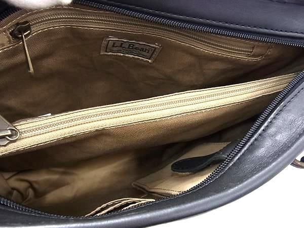 1円 ■極美品■ L.L.Bean エルエルビーン レザー トート ハンドバッグ レディース メンズ ブラック系 AZ0863の画像5