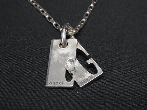 1円 ■美品■ GUCCI グッチ SV925 プレート ネックレス ペンダント アクセサリー レディース メンズ シルバー系 FA4718の画像2