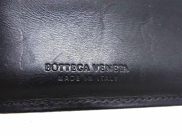 1円 BOTTEGA VENETA ボッテガヴェネタ イントレチャート レザー 二つ折り 財布 ウォレット レディース メンズ ブラック系 FA5068の画像6