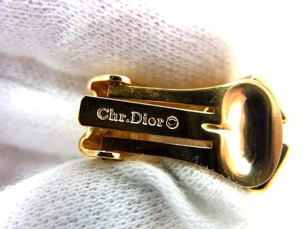 1円 ■極美品■ ChristianDior ディオール ラインストーン クリップ式 イヤリング アクセサリー レディース ゴールド系 FA5674の画像3