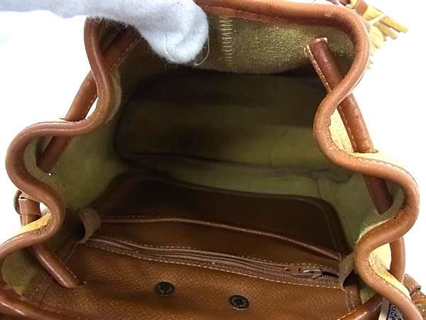 1円 DOONEY&BOURKE ドゥーニーアンドバーク レザー 巾着型 リュックサック デイパック レディース イエロー系 BF7627の画像5