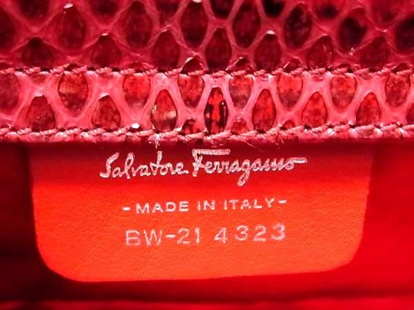 ■極上■本物■ ■新品同様■ Salvatore Ferragamo フェラガモ BW 21 4323 ガンチーニ パイソン ハンドバッグ ミニバッグ レッド系 FA1293_画像8