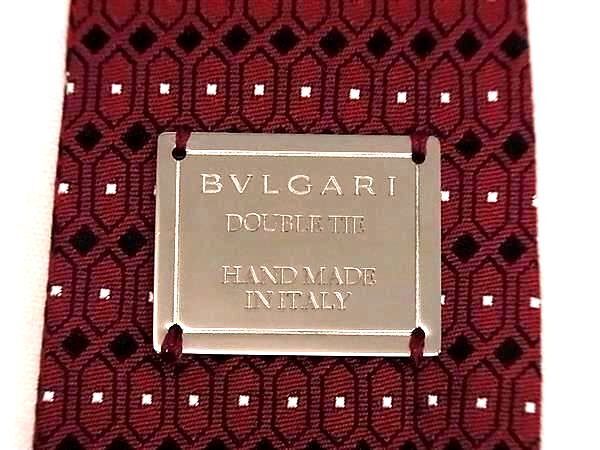 ■新品■未使用■ BVLGARI ブルガリ シルク100% リバーシブル 総柄 ネクタイ ビジネス 紳士 メンズ レッド系 AS9653_画像5