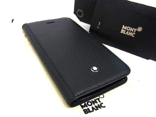 ■新品■未使用■ MONT BLANC モンブラン レザー iPhone 7/8/SE(第2世代) 対応 スマホケース アイフォンケース ブラック系 AS7400の画像1