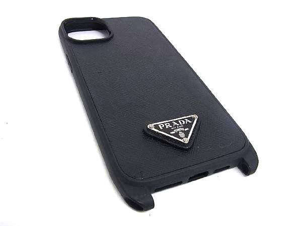 PRADA Prada safia-no leather iPhone12 ProMAX correspondence iPhone case smartphone case black group FC0091