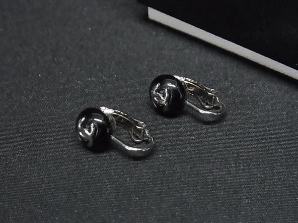 1円 ■美品■ CHANEL シャネル ココマーク クリップ式 イヤリング アクセサリー メンズ レディース ブラック系×シルバー系 AV9264_画像1