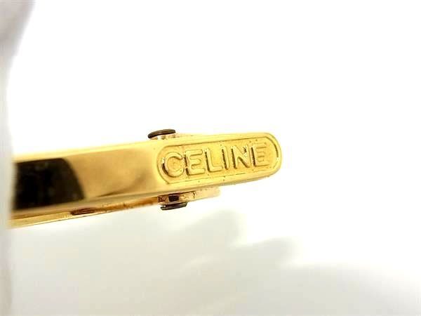 1円 ■極美品■ CELINE セリーヌ マカダム ネクタイピン カフスボタン カフリンクス 2点セット ビジネス 紳士 メンズ ゴールド系 AZ1211の画像3