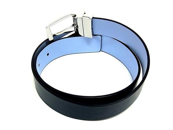 1 jpy # ultimate beautiful goods # EMPORIO ARMANI Emporio Armani leather silver metal fittings belt men's navy series FC1027