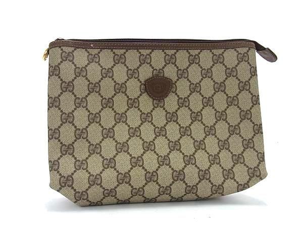 1円 ■美品■ GUCCI グッチ 014 115 6038 4021 インターロッキングG GG柄 PVC×レザー セカンドバッグ クラッチバッグ ブラウン系 FA3747の画像1