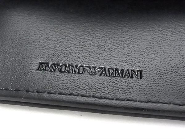 1円 ■新品同様■ EMPORIO ARMANI エンポリオアルマーニ PVC 二つ折り ミニ財布 コンパクトウォレット メンズ ブラック系 BF7309の画像6