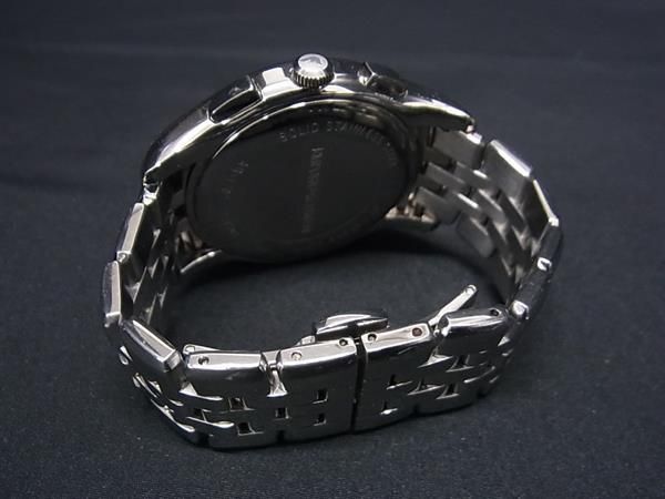 1円 ■稼働品■ EMPORIO ARMANI エンポリオアルマーニ AR-1702 SS クロノグラフ クォーツ 3気圧防水 腕時計 ウォッチ シルバー系 DA6788