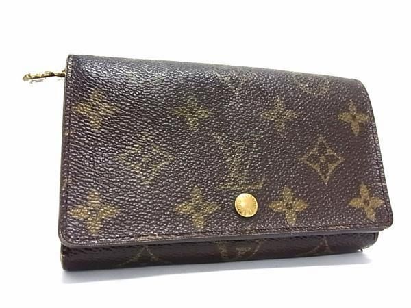 1円 LOUIS VUITTON ルイヴィトン M61730 モノグラム ポルトモネビエ トレゾール 二つ折り 財布 ウォレット 小銭入れ ブラウン系 AW6487の画像1