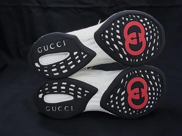 1円 ■美品■ GUCCI グッチ グッチラン レザー ローカット 表記サイズ:MM 288(日本サイズ 約28cm) スニーカー 靴 ホワイト系 FC3842の画像4