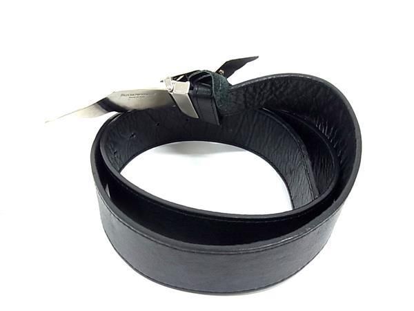 1 jpy # beautiful goods # GIORGIO ARMANIjoru geo Armani leather silver metal fittings belt men's black group FA5540