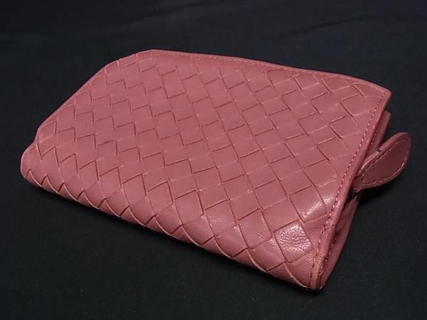 1円 BOTTEGA VENETA ボッテガヴェネタ イントレチャート レザー 二つ折り 長財布 ウォレット 札入れ 小銭入れ ピンクベージュ系 FA5849の画像2