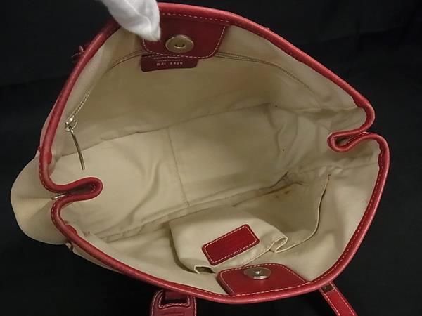 1円 Salvatore Ferragamo フェラガモ D 21 3425 キャンバス×レザー ハンドバッグ トート レディース メンズ アイボリー系 BK0822_画像5