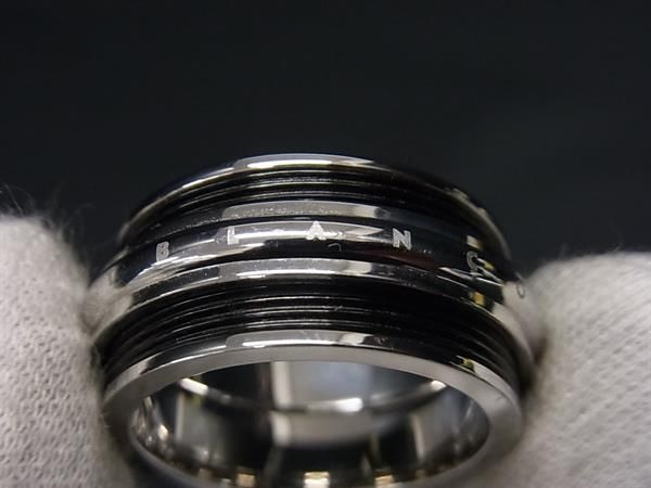 1円 ■新品同様■ MONT BLANC モンブラン スチール リング 指輪 アクセサリー 約23号 メンズ シルバー系×ブラック系 FA4065_画像4