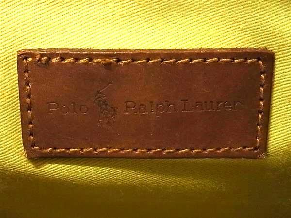 1 jpy POLO RALPH LAUREN Polo Ralph Lauren PVC× leather check pattern messenger bag shoulder green group × brown group BJ2773