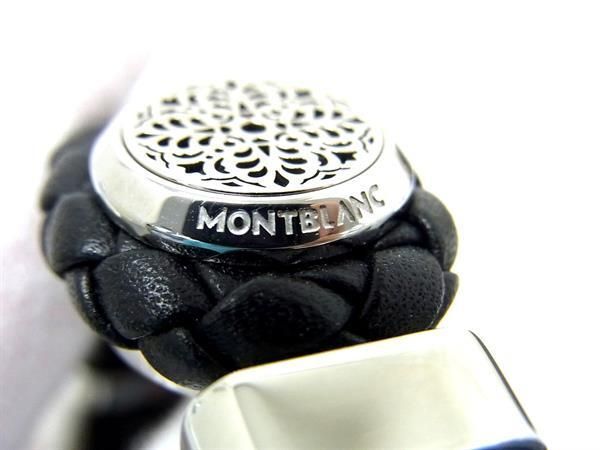 1円 ■極美品■ MONT BLANC モンブラン レザー×スチール ブレスレット アクセサリー メンズ ブラック系 FA4076の画像3