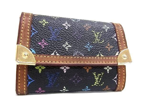 1円 LOUIS VUITTON ルイヴィトン M92656 モノグラムマルチカラー ポルトモネ プラ コインケース コインパース 小銭入れ ブラック系 AX6404の画像1