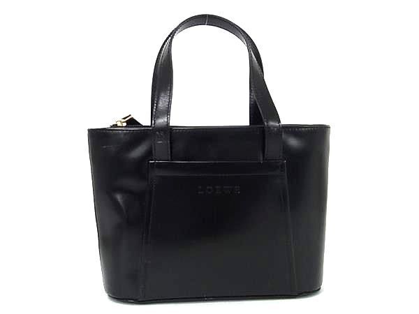 1円 ■美品■ LOEWE ロエベ レザー ハンドバッグ トート レディース ブラック系 AY1952の画像1