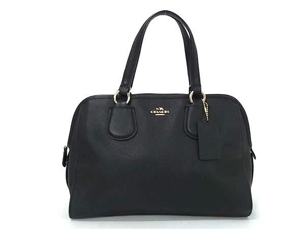 1円 COACH コーチ 37138 レザー ハンドバッグ トート レディース ブラック系 CC2523_画像1