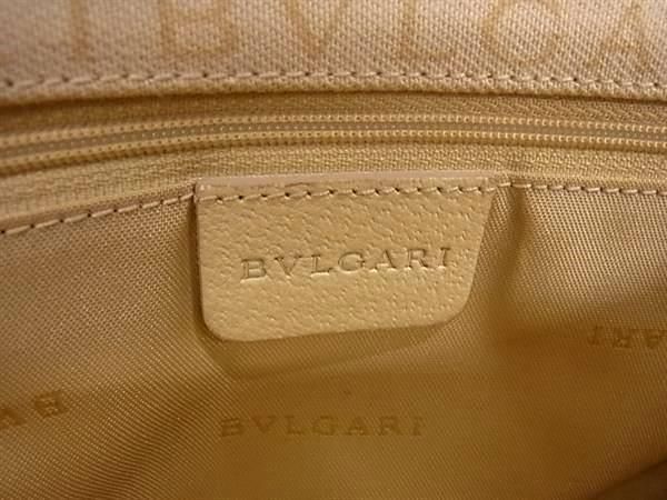 1円 ■極美品■ BVLGARI ブルガリ ロゴマニア キャンバス×レザー ハンドバッグ トート ショルダー 肩掛け レディース クリーム系 FA5944