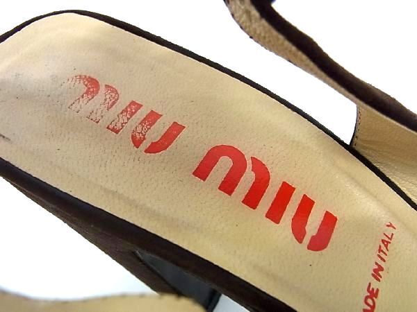 miumiu ミュウミュウ スエード オープントゥ ヒール 表記サイズ 36 (約23.0cm) 靴 シューズ レディース ブラウン系 DD0755の画像5